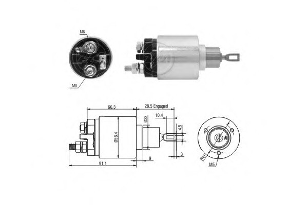 Втягивающее реле стартера BOSCH  136852 артикул 66-9198